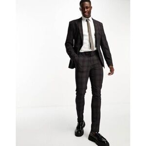 ASOS Skinny Suit in Black and Brown